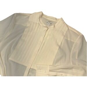 NWT J. Crew Factory Sheer Ivory Drapey Tuxedo Bib Blouse Holiday 2015 Women's XL
